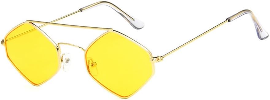 

Женские солнцезащитные очки «кошачий глаз», модные многоугольные солнцезащитные очки в винтажном стиле с металлической оправой и защитой от УФ-излучения UV400 TKKTLLT, Gold-yellow
