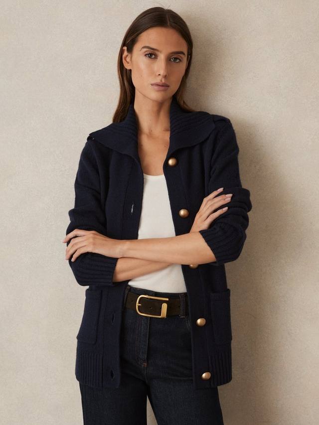 

Богатый кардиган из кошачьей шерсти Reiss, темно-синий