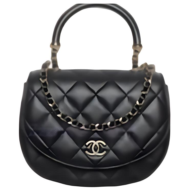 

CHANEL Барабанная кожаная сумка через плечо, женская черная