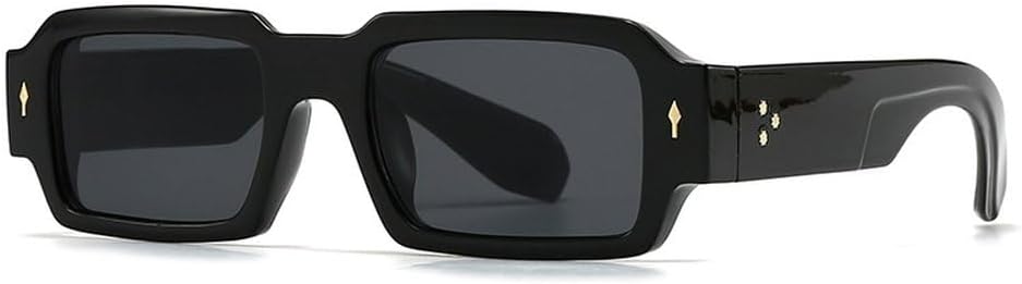 

Популярные модные прямоугольные женские солнцезащитные очки с заклепками, винтажные панк-очки, мужские трендовые очки, сине-зеленые солнцезащитные очки GHVWYX, Black Gray