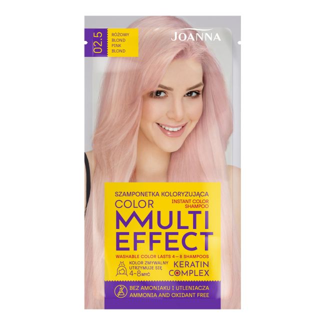 

Многоцветный шампунь для окрашивания волос Joanna, цвет 02.5 rose blond, 35 гр