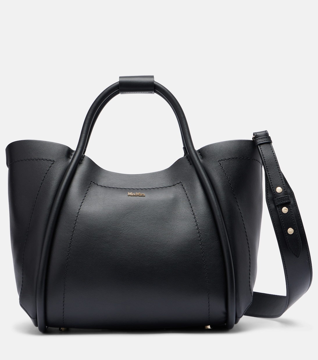 

Средняя кожаная сумка-тоут Marin Max Mara, черный