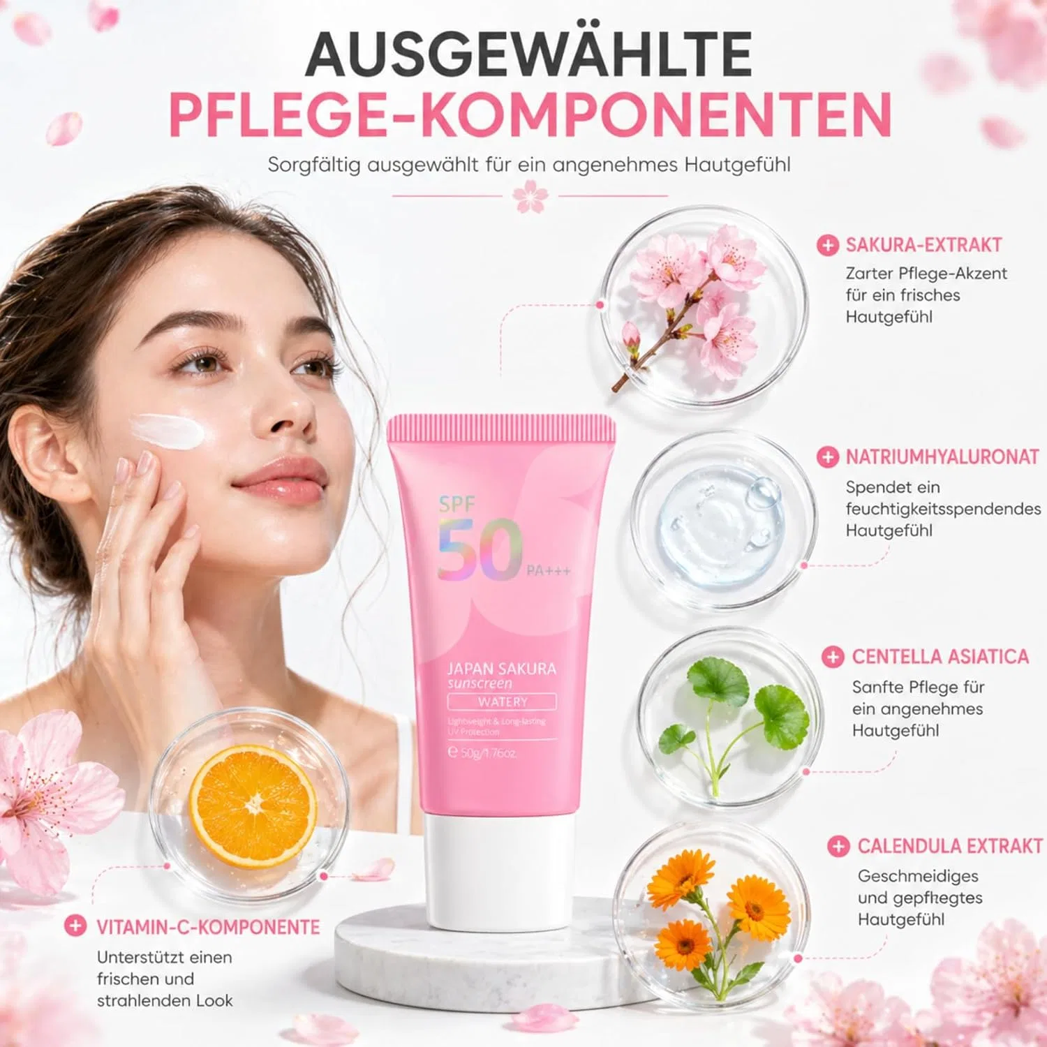 Солнцезащитный крем для лица Japan Sakura SPF 50 Snockoo — фото 4