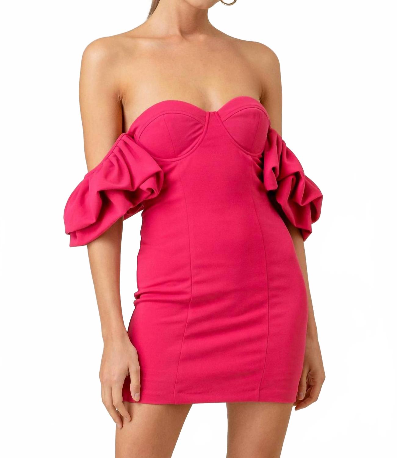 

Robin мини-платье с открытыми плечами в малиновом цвете Line and dot