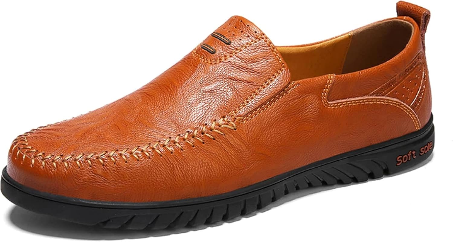 

Мужские повседневные туфли OXCOWNIU, слипоны, кожаные мужские лоферы, легкие лодочные туфли с плоской подошвой, коричневый