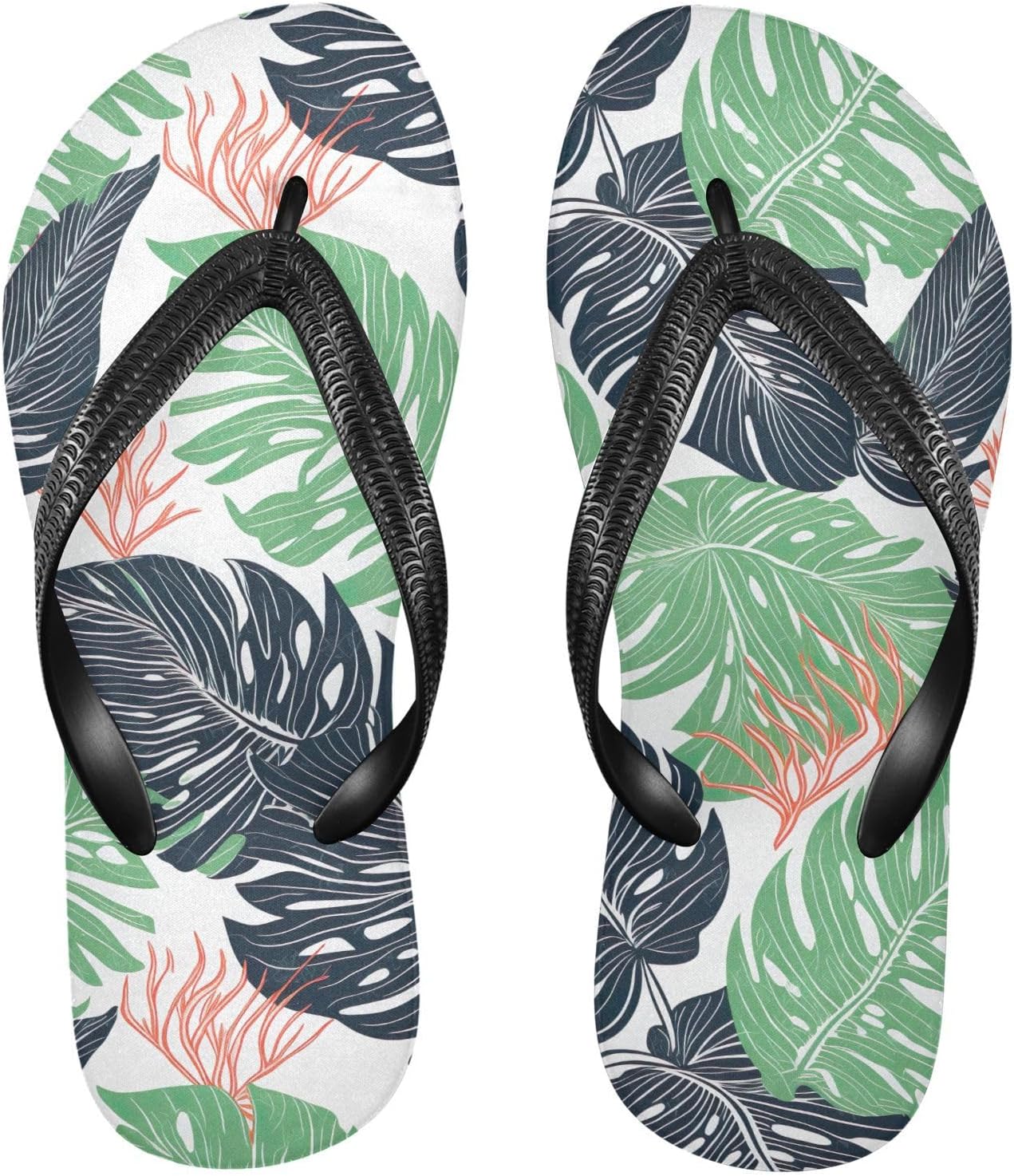 

Женские и мужские пляжные шлепанцы из резины с тропическим розовым узором на пальме, подошва с противоскользящей поверхностью, летние тапочки для душа и прогулок Sinestour