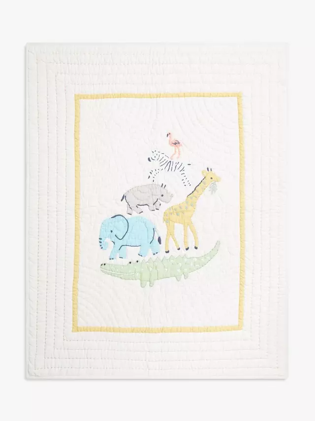 

Покрывало John Lewis Safari Quilted Cotbed, цвет white/multi