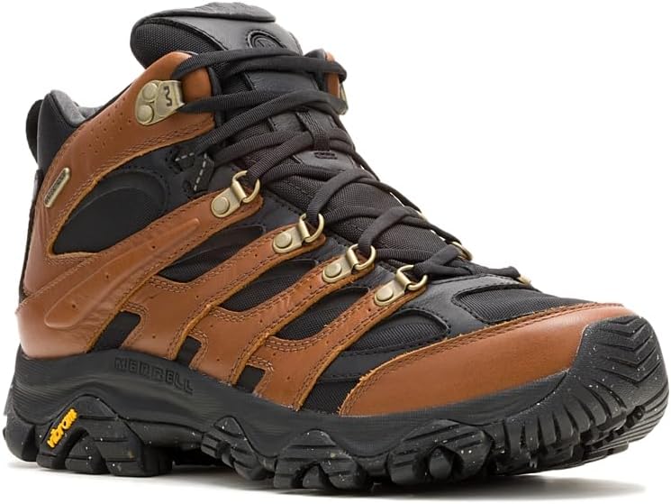 Мужские ботинки Merrell Moab 3 Luxe Leather Mid водонепроницаемые, черный/коричневый — фото 2