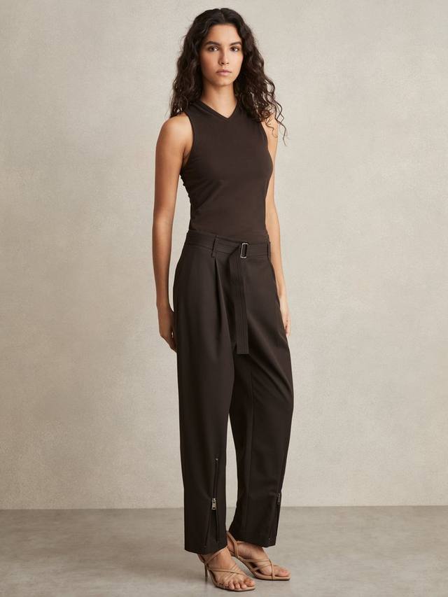 

Зауженные брюки molly на молнии Reiss, цвет Chocolate Brown