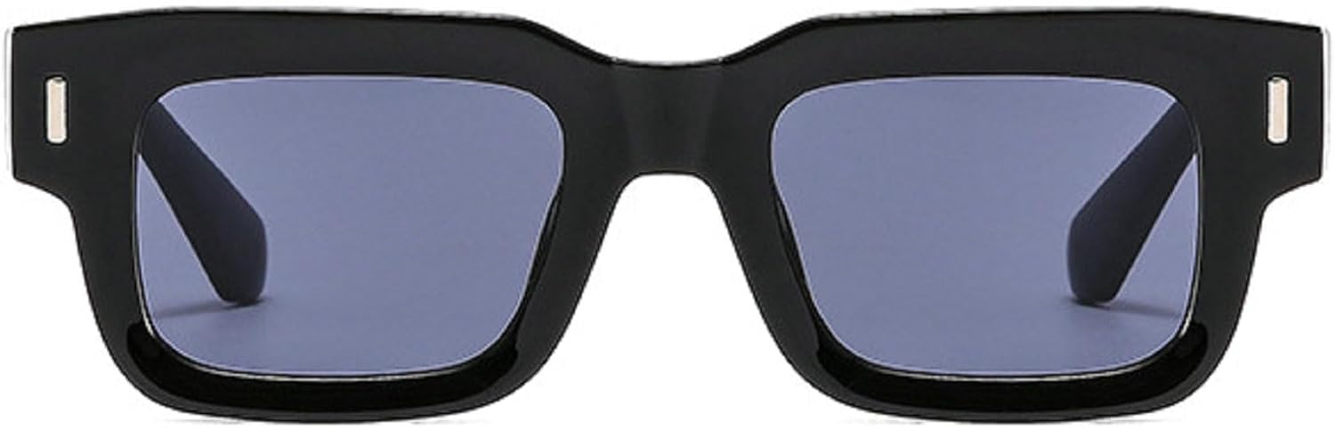 

Квадратные солнцезащитные очки для женщин в винтажном стиле с заклепками, модные солнцезащитные очки с прозрачными линзами с градиентом цвета океана, солнцезащитные очки UV400 для мужчин в стиле панк mincl, Black