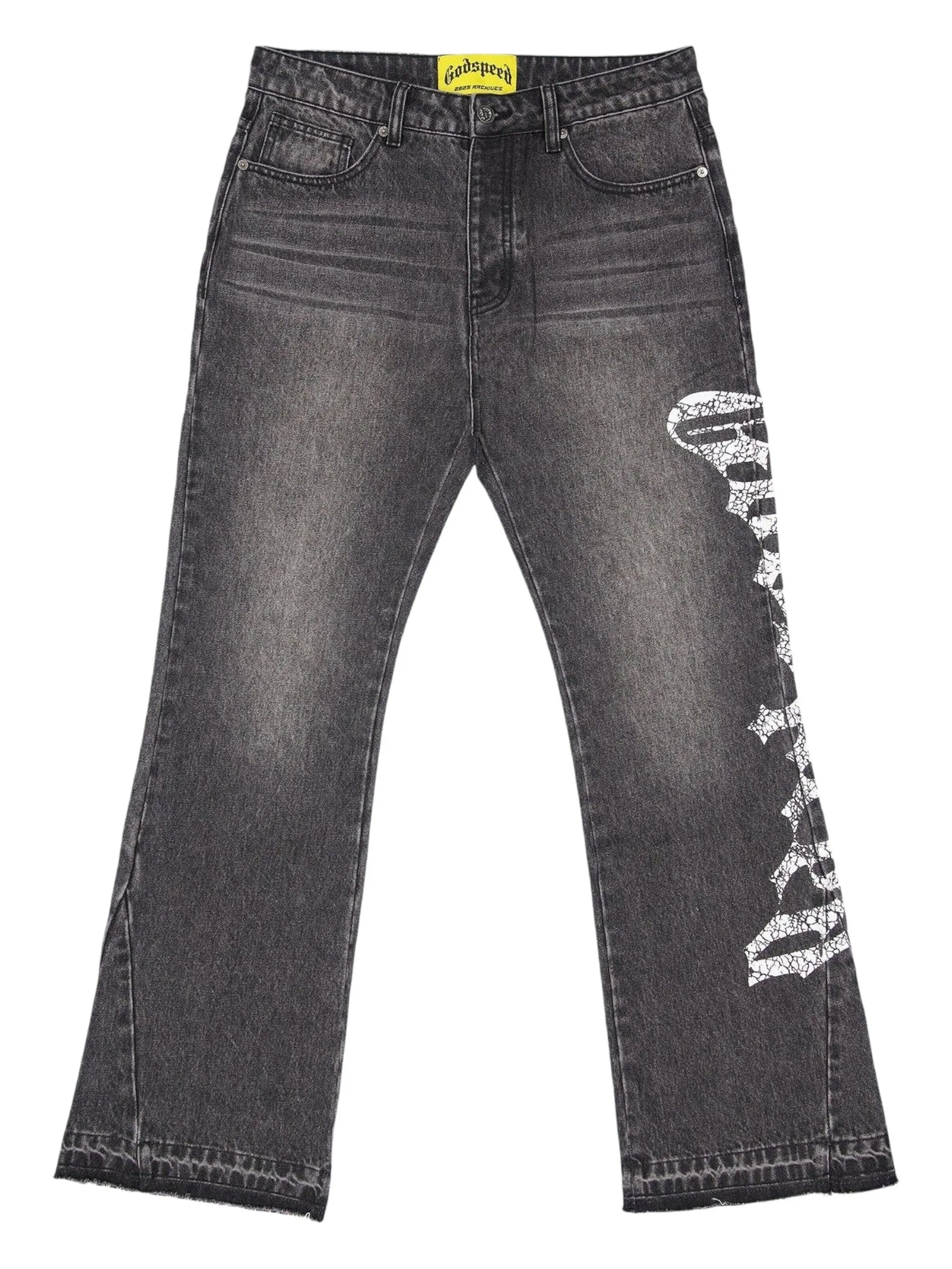 

Расклешенные джинсы с логотипом Godspeed, серый