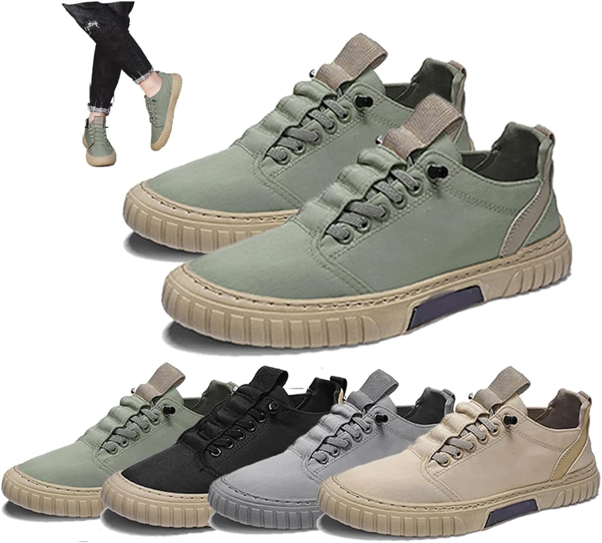 

Летние повседневные мужские низкие слипоны из ткани, дышащие, противоскользящие, легкие и удобные, для путешествий, оксфорды, кеды для скейтборда и спортивные кроссовки для бега Generic, зеленый