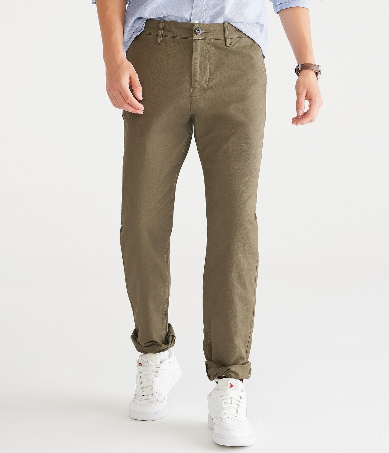 

Мужские узкие прямые брюки-чиносы Aeropostale стрейч, цвет Olive 199