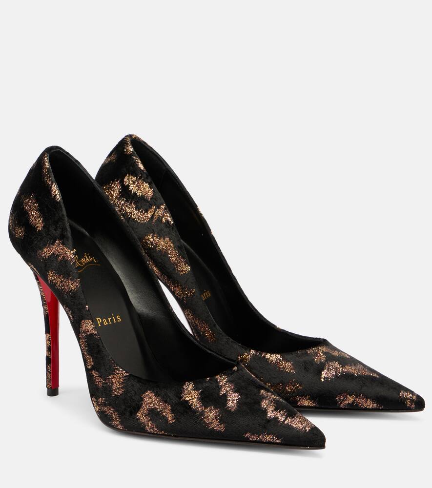 Туфли-лодочки Miss Z из бархата с леопардовым принтом Christian Louboutin, Black Copper/Lin Black