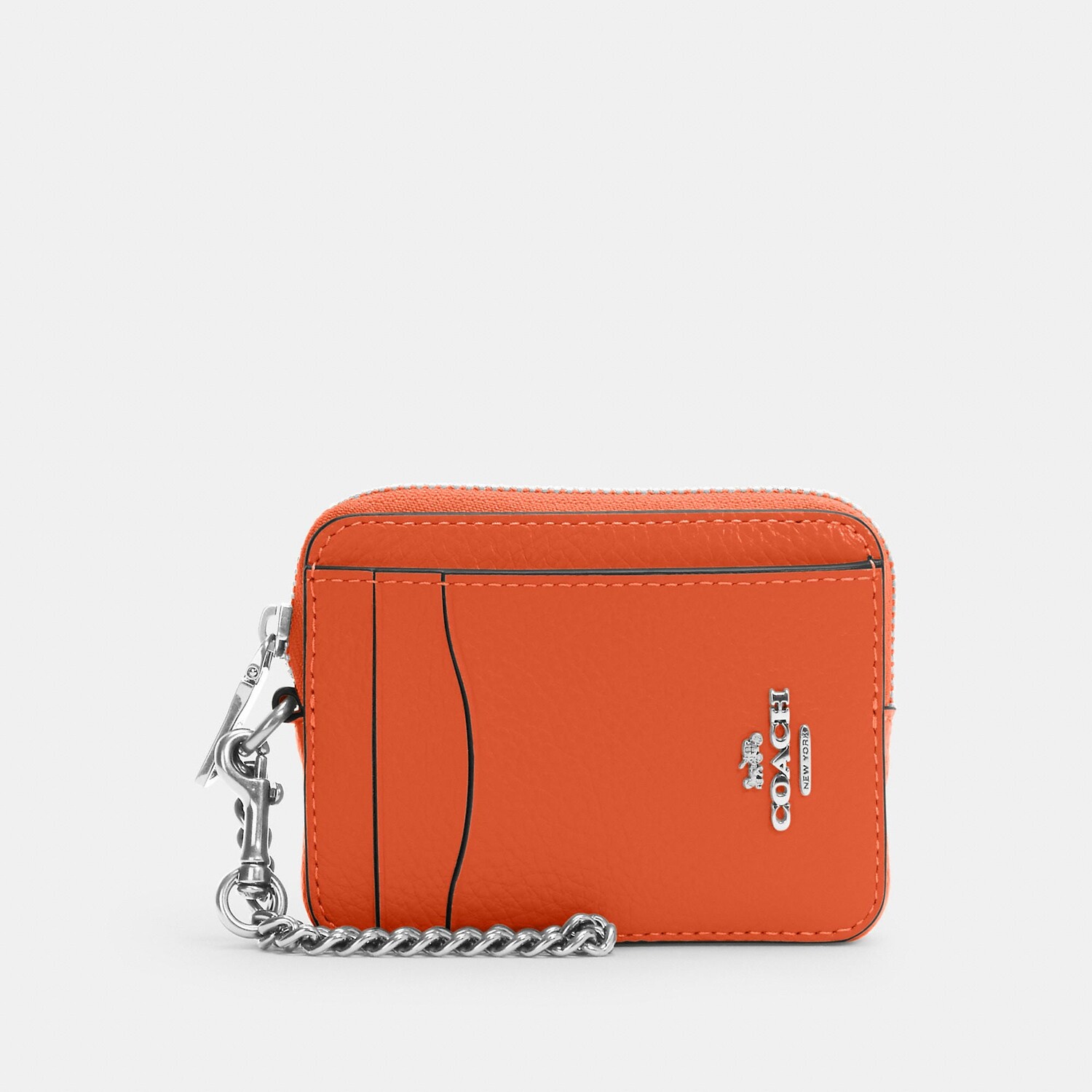 

Чехол для карточек Coach Outlet на молнии, цвет Silver/Bright Orange