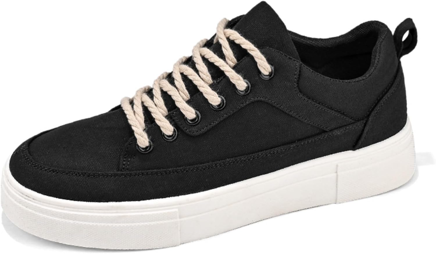 

Мужские тканевые кеды с низким верхом, повседневные кроссовки с толстой резиновой подошвой и металлическими люверсами, удобные для ежедневной носки, с шнуровкой из веревки и петелькой на пятке Kelibasi, черный