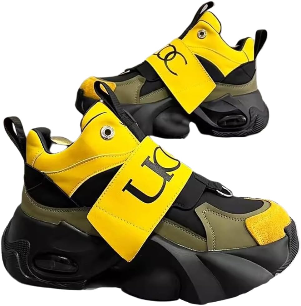 

Мужские кроссовки Y2K с массивным силуэтом, уличного стиля, из смешанных материалов, для повседневной носки, с крупной застежкой и изогнутой массивной подошвой Ctkvbmeoi, желтый