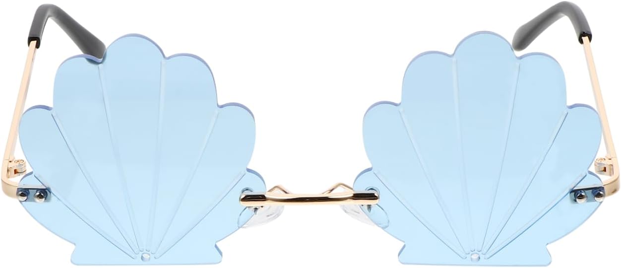 

Женские солнцезащитные очки STOBOK Seashell, без оправы, с синим волнообразным дизайном, размер 5,7x5,1 дюйма, легкие, идеально подходят для пляжной вечеринки и уличного стиля