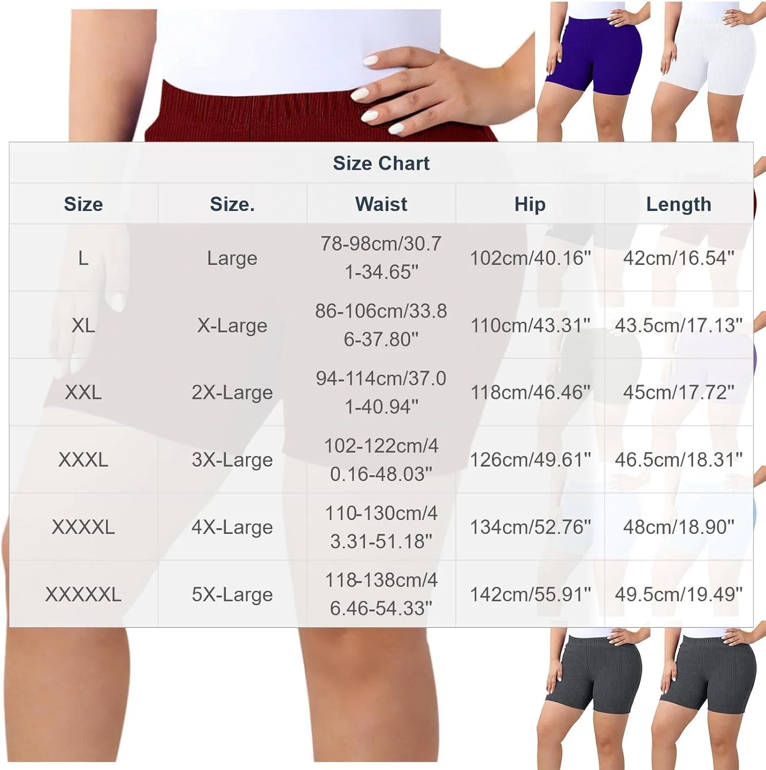 Женские шорты-леггинсы Plus Size High Waisted Ribbed для тренировок — фото 3