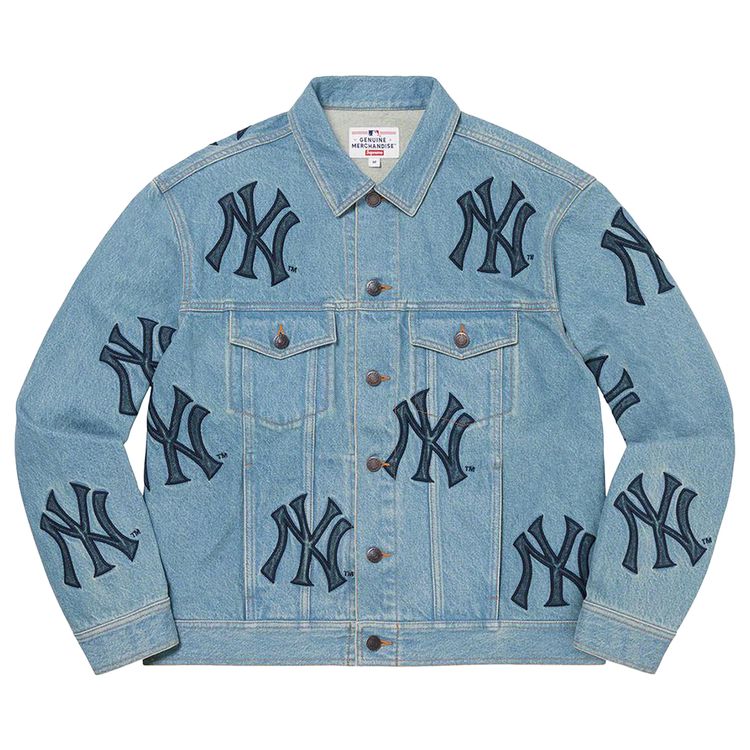 

Куртка Supreme x New York Yankees Denim Trucker Jacket 'Washed Blue', синий