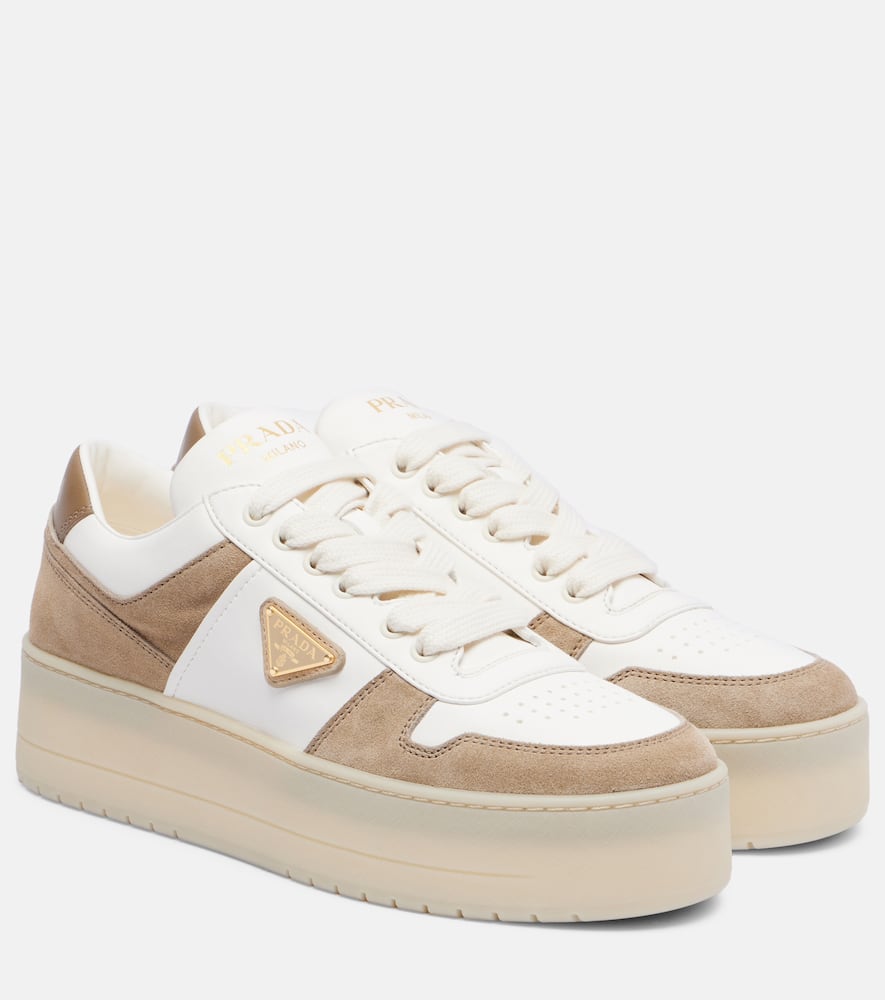 Кожаные платформенные кроссовки Downtown Bold Prada, Deserto