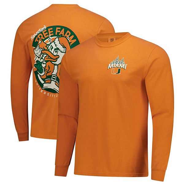 

Мужская оранжевая футболка miami hurricanes tree farm comfort colors с длинным рукавом Image One