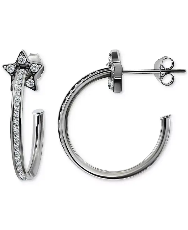 

Маленькие серьги-кольца с кубическим цирконием в форме звезды, 0,75 дюйма, эксклюзивно в Macy's Giani Bernini, silver