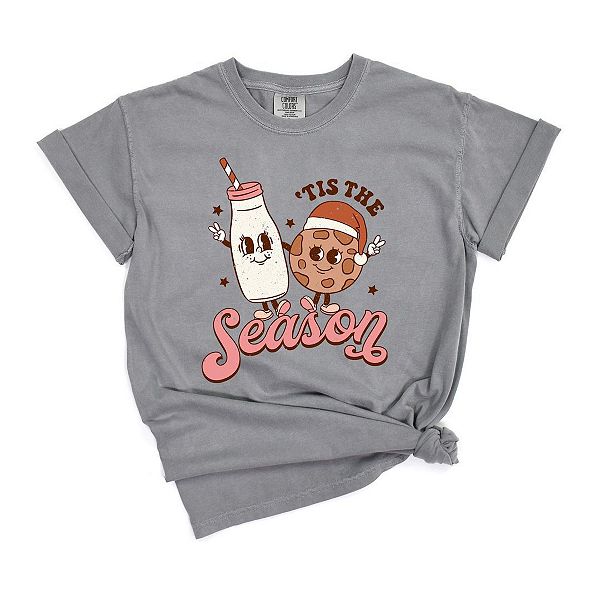 

Футболка Tis the season milk and cookie garment dyed Simply Sage Market, Grey