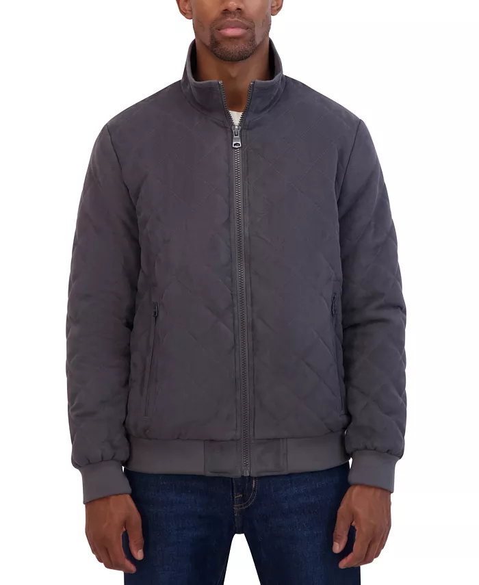 

Мужская стеганая куртка-бомбер из искусственной замши Nautica, серый