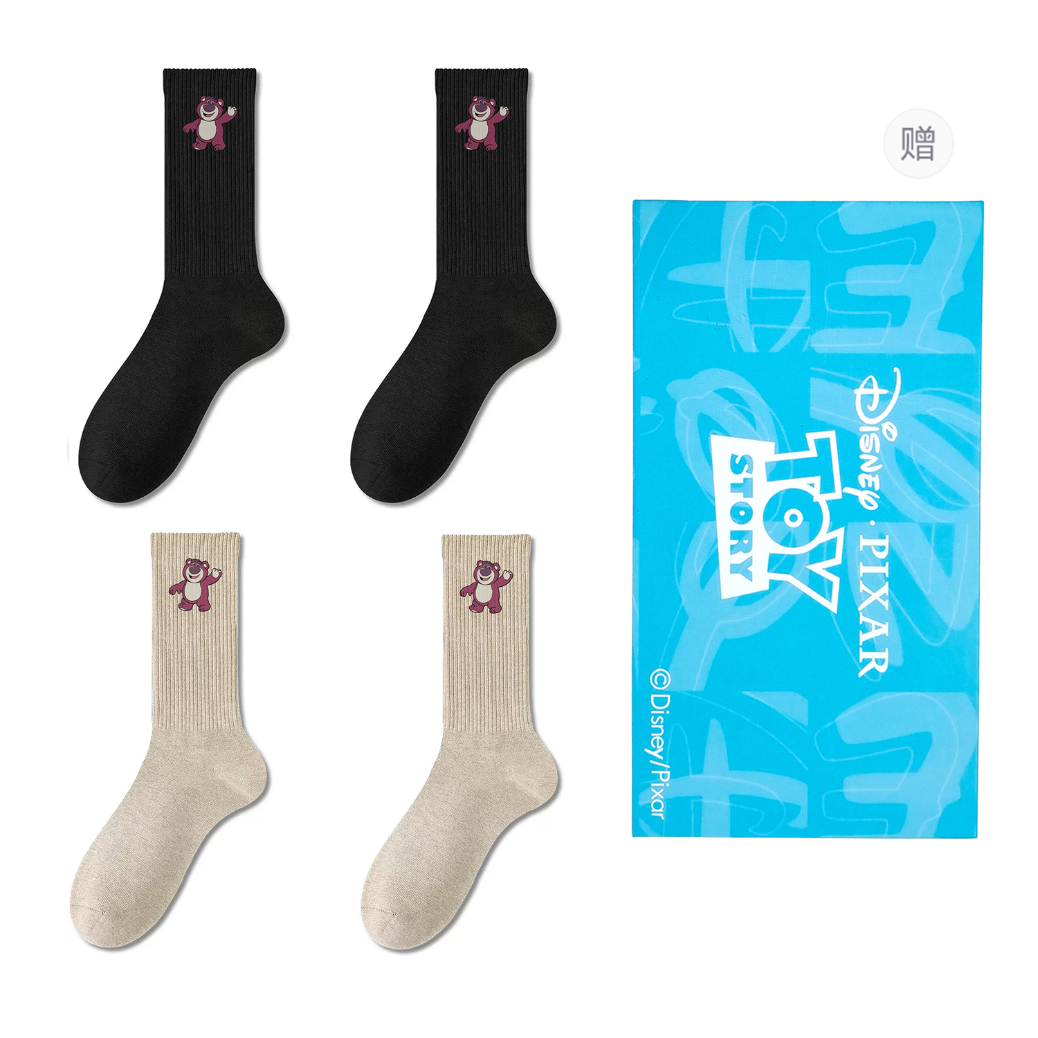 

Коллекция Strawberry Bear унисекс носки Crew 4 пары в подарочной сумке Disney, бежевый/черный