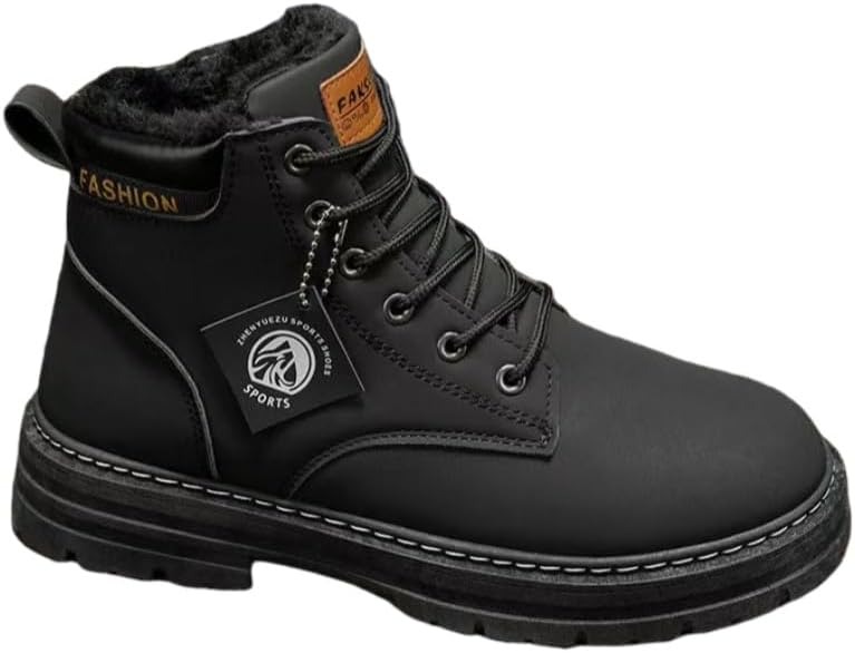 

Мужские большие высокие ботинки на толстой подошве, сверхтеплые короткие ботинки с шнуровкой - альпинистские ботинки Fmshi, черный