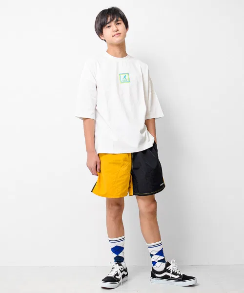 Детская футболка KANGOL KIDS с флуоресцентным принтом оверсайз белая — фото 3