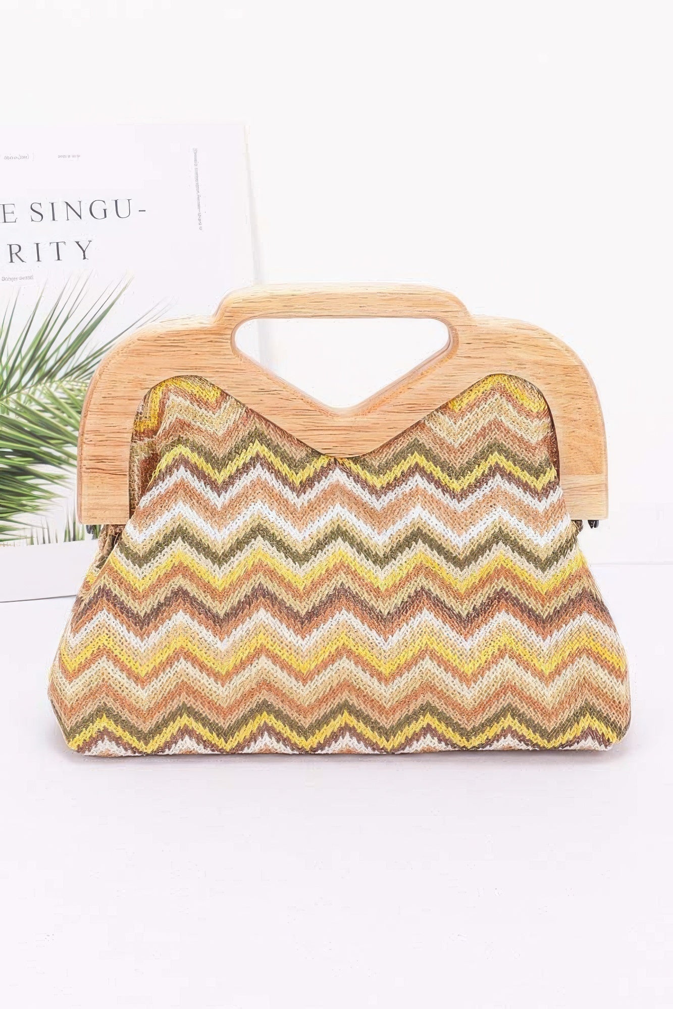 

FASHNZFAB Женский клатч из искусственной соломы и дерева, коричневый