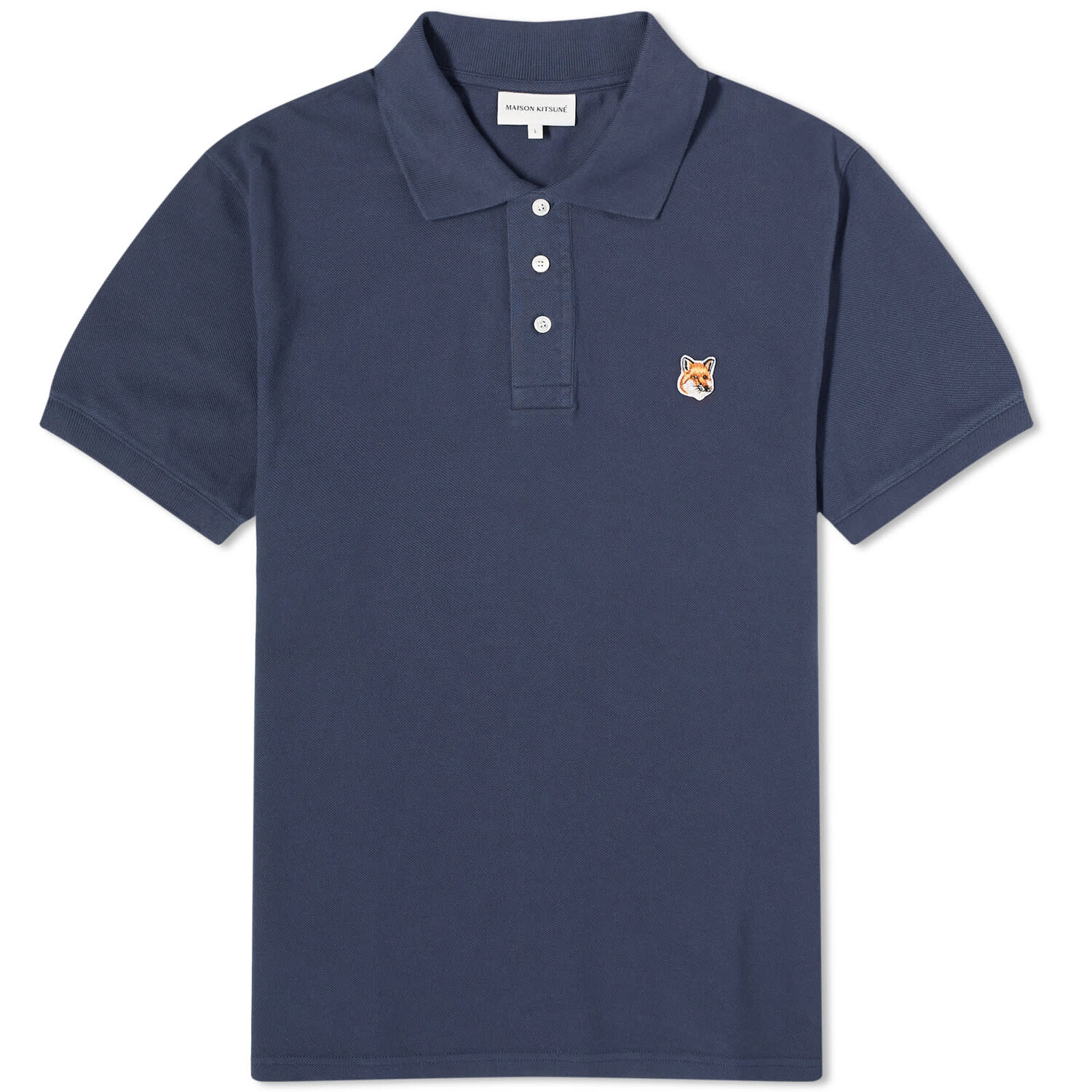 

Поло Maison Kitsune Fox Head Patch Regular, цвет Ink Blue