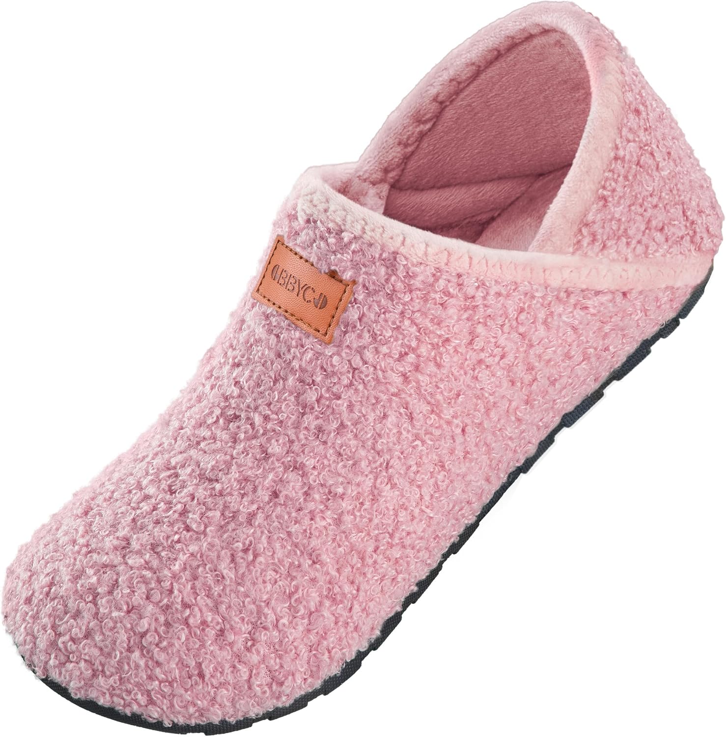 

Женские и мужские пушистые меховые тапочки, повседневная домашняя обувь, нескользящие, для босых ног, теплые с закрытой пяткой, для дома и улицы Obbyco, розовый