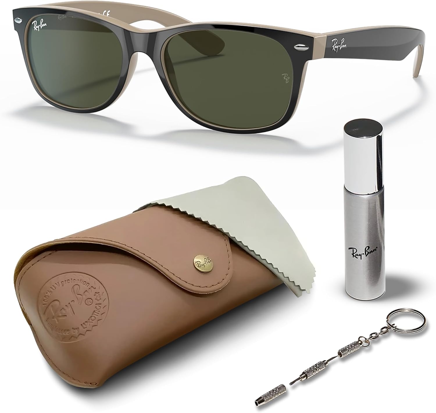

Солнцезащитные очки Ray-Ban RB2132 NEW WAYFARER COLOR MIX квадратной формы для мужчин и женщин в официальном комплекте RAYBAN Eyewear Kit, Polished Black Frame | G-15 Green Lens