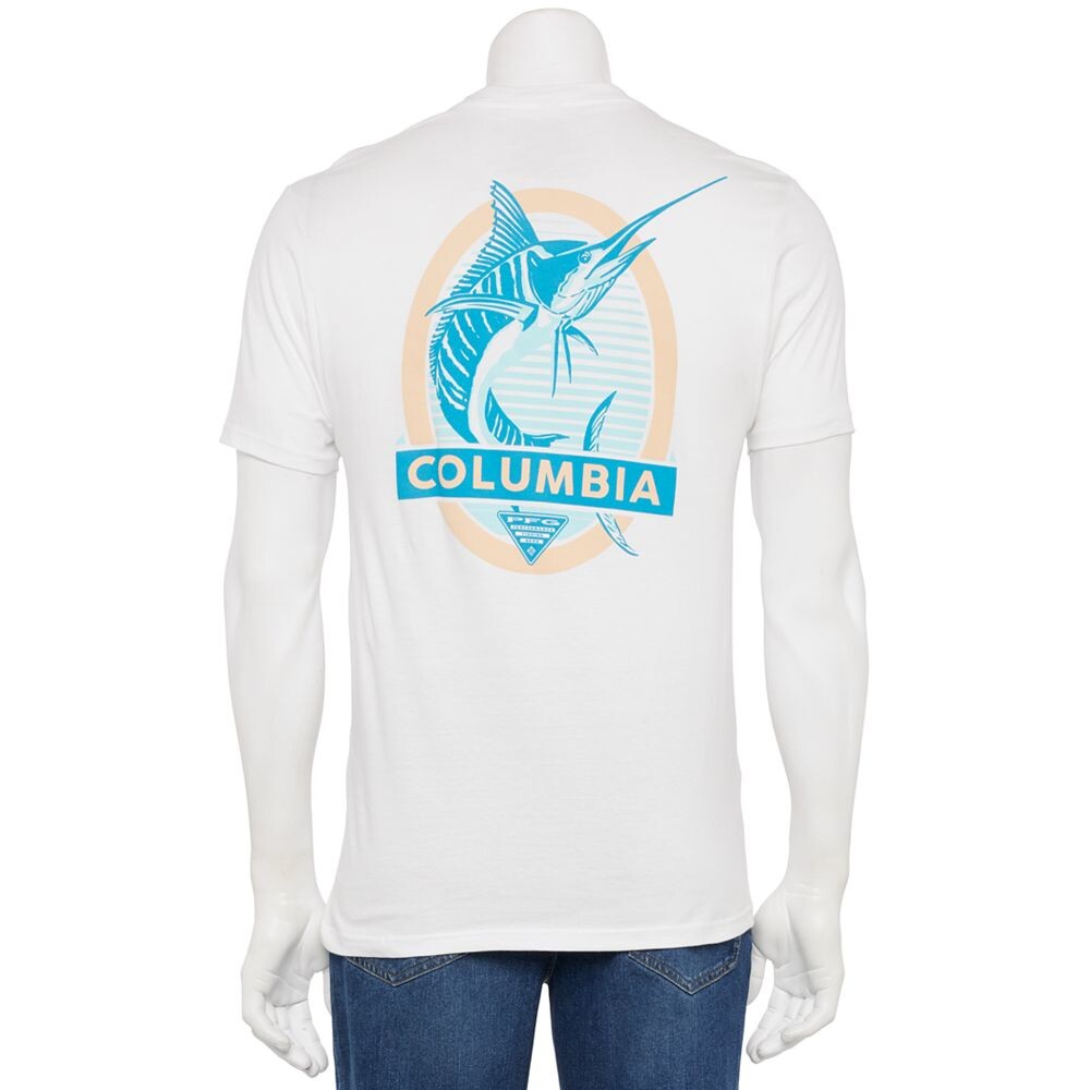 

Мужская футболка Columbia PFG с коротким рукавом и рисунком сзади, цвет White Sword
