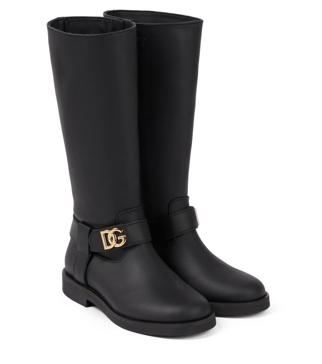 

Сапоги DG кожаные до колена Dolce&Gabbana Kids, черный