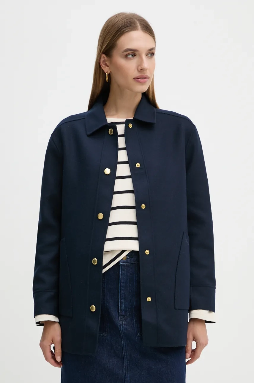 

Шерстяная куртка-рубашка Barbour, темно-синий