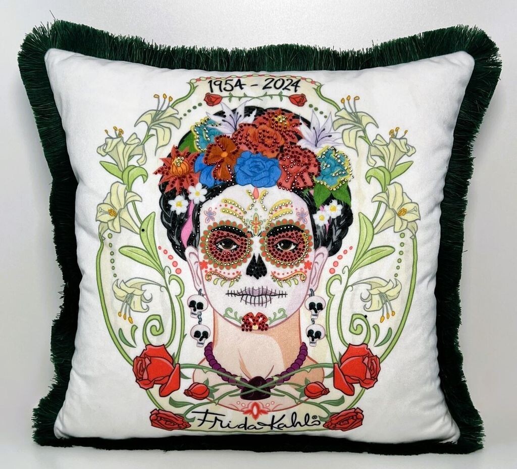 

Роскошная декоративная подушка Frida Kahlo от Casa Padrino со стразами белого/красочного цвета Frida Kahlo by Casa Padrino