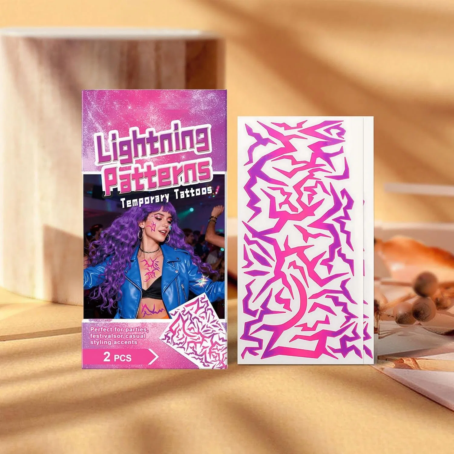 Стикеры для лица с блестками, UV-эффект, набор 1 шт — фото 3