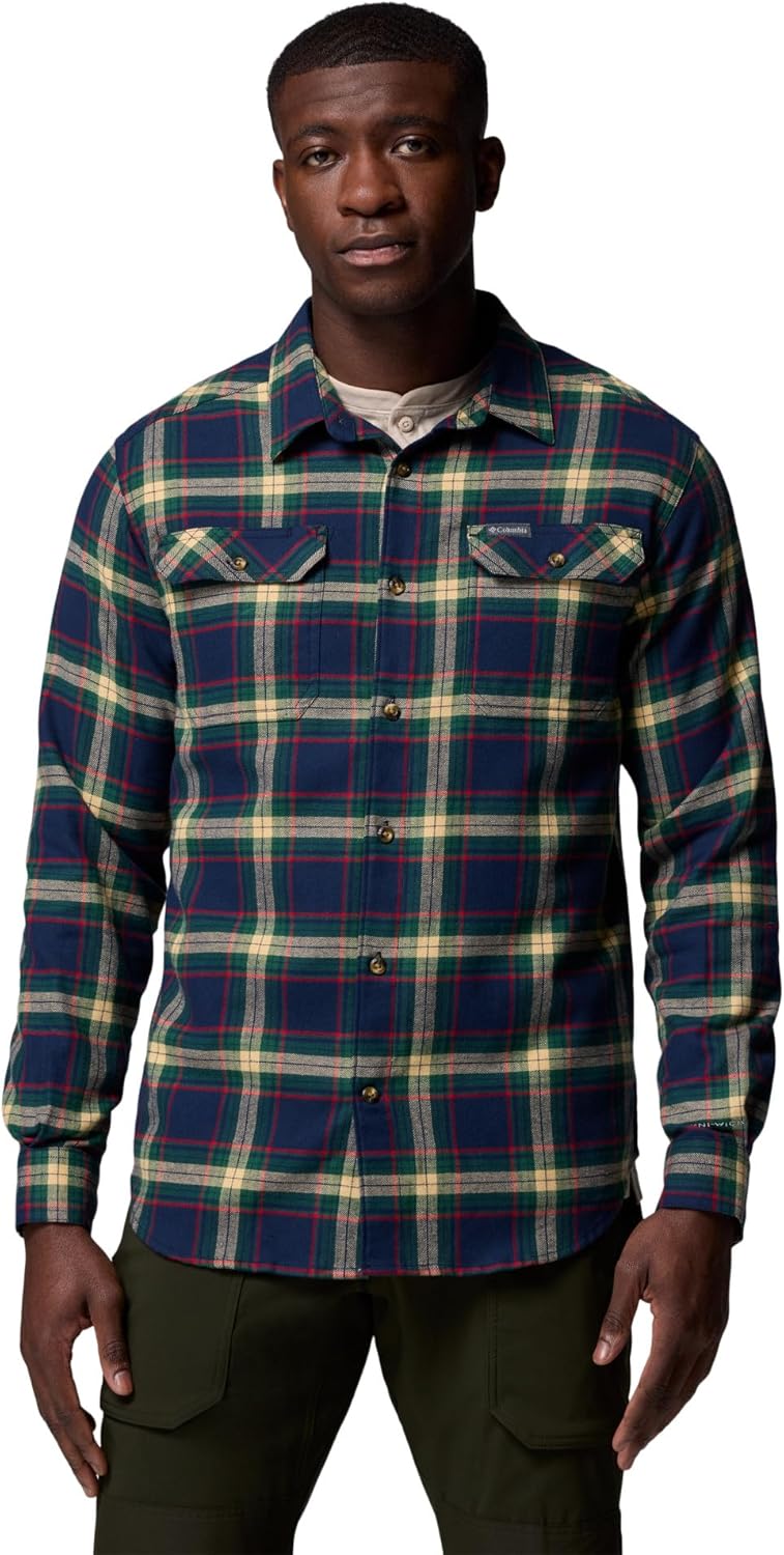 

Мужская фланелевая рубашка Columbia с эластичным материалом, имитирующим сигнальный пистолет., Collegiate Navy Two Lane Tartan