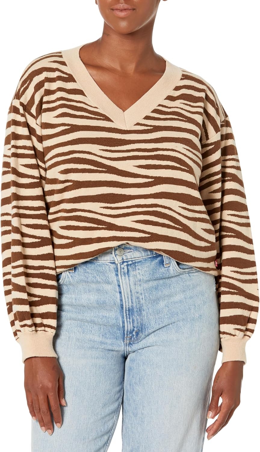 

Женский свитер Levi's с длинным рукавом и цветочным принтом, Wavy Zebra Marzipan