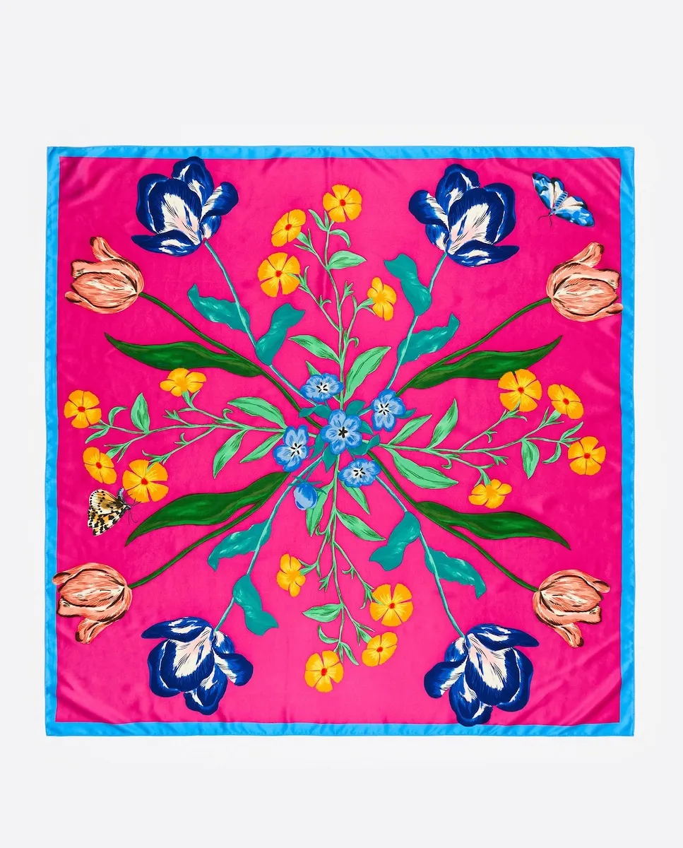 

Женский платок с цветочным многоцветным узором Bimba y Lola, розовый