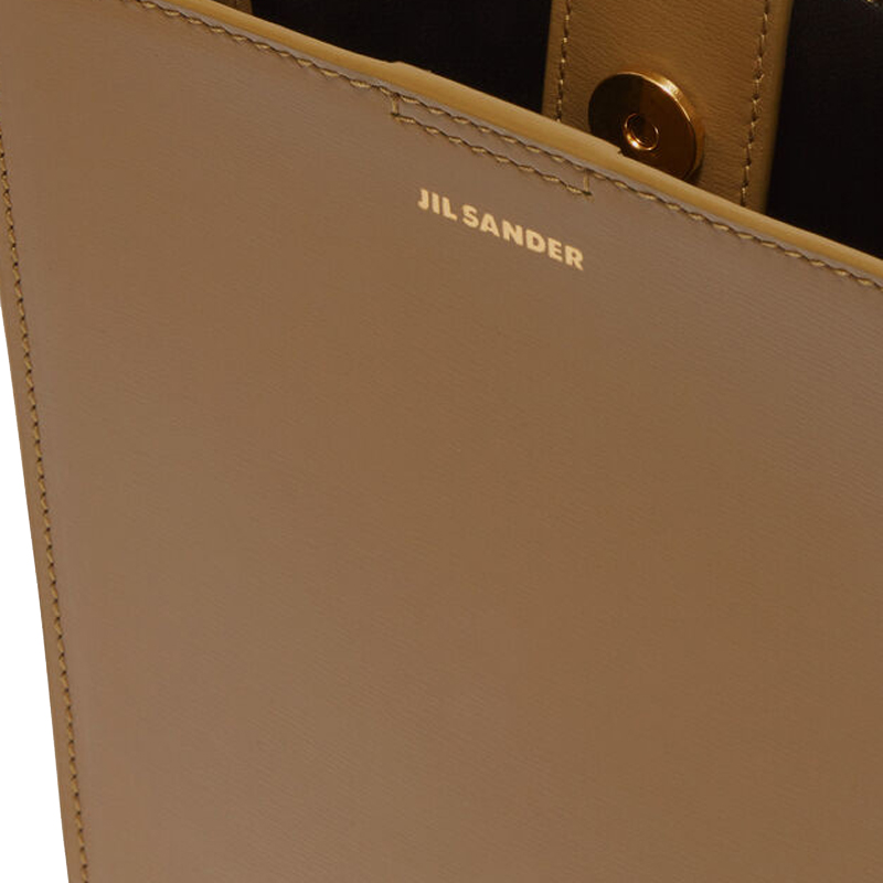 JIL SANDER Tangle Calfskin Small Square Bag, кроссбоди, сумка через плечо Trumpets, женская, цвет khaki brown — фото 4