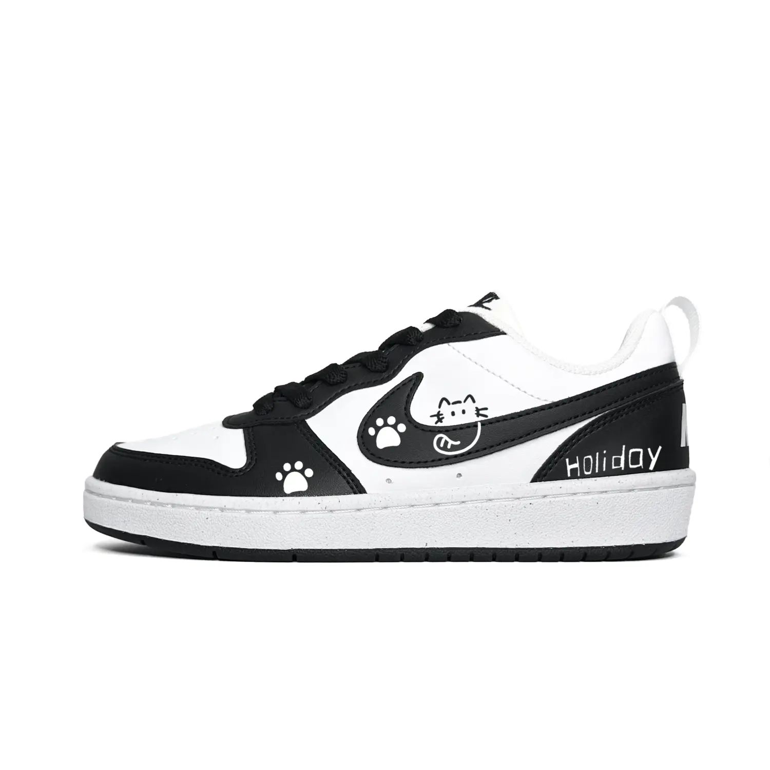 

Детские кроссовки для скейтбординга Court Borough LOW RECRAFT с противоскользящим износостойким верхом для подростков Nike, черный/белый