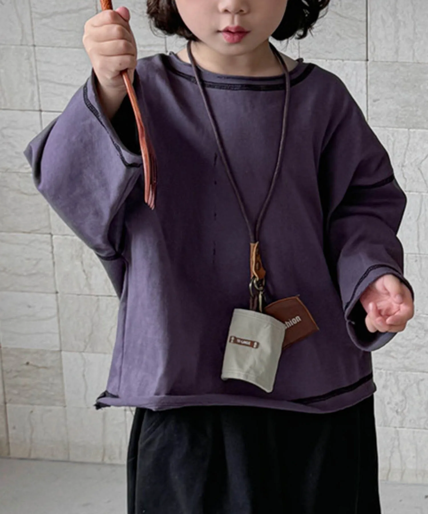 Футболка с длинными рукавами, подобранная по цвету. Aimoha Kids, purple — фото 2