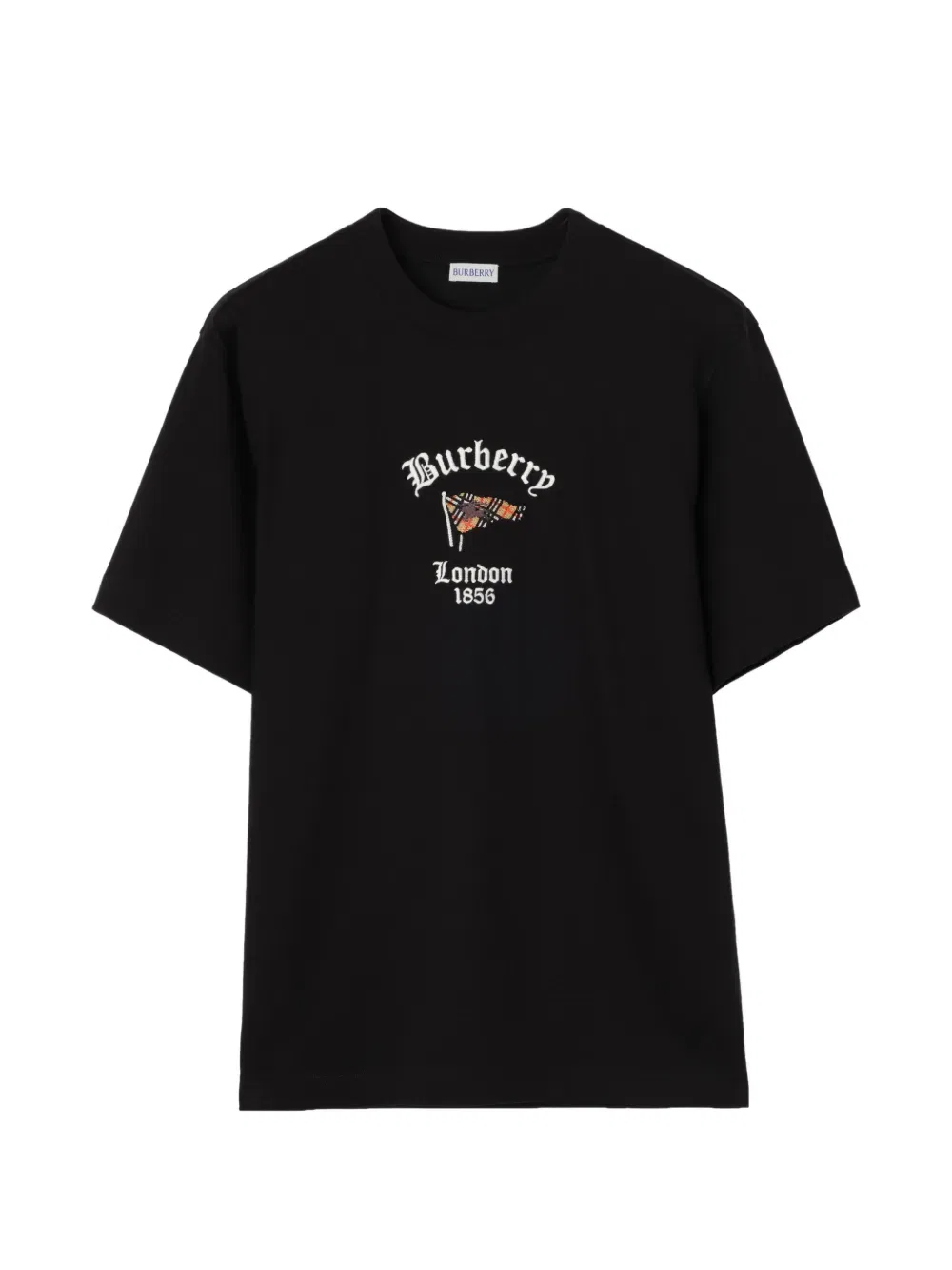 Футболка Burberry Хлопковая с клетчатым флагом, черный