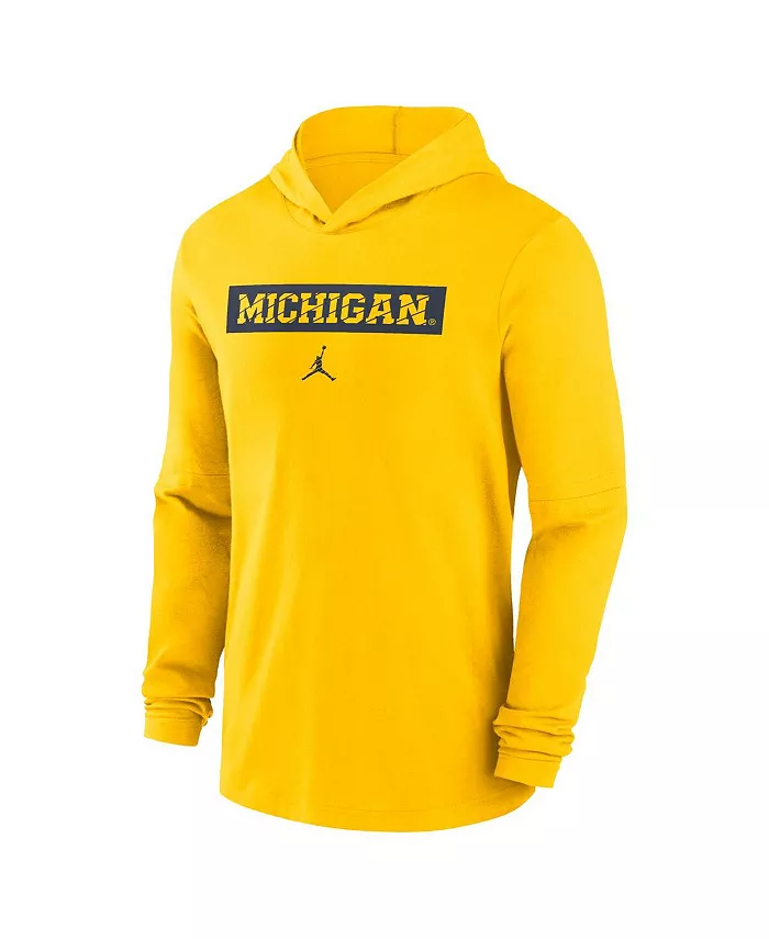 Мужская кукурузная толстовка Michigan Wolverines Sideline с длинными рукавами Performance Jordan — фото 3