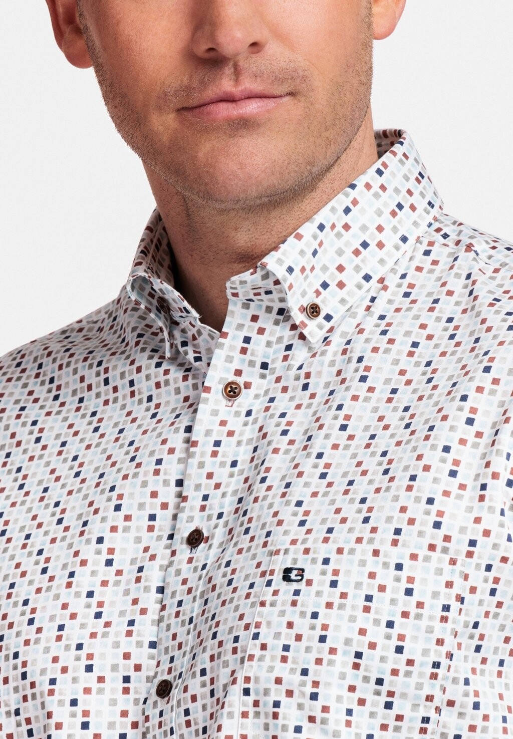 

Рубашка PRINT KORTE MOUW REGULAR FIT BUTTON DOWN GIORDANO, коричневый